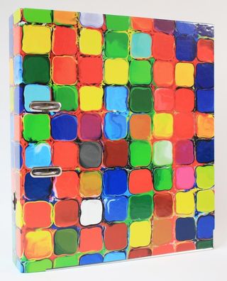 ADINA Motivordner 8cm Regenbogen-Fliesen-Mosaik-Malerei mit geometrischem Paletten...