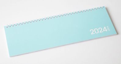 2024 ADINA Tischquerkalender wasserblau 1 Woche auf 2 Seiten Kartondeckel Schreibt...