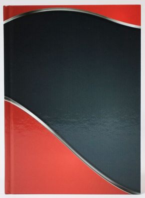 ADINA Notizbuch A4 fester Deckel liniert schwarz rotes Muster