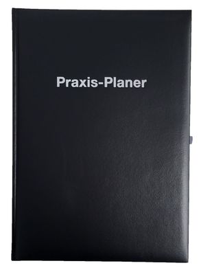 2024 ADINA Praxis-Planer A4 1 Tag auf 1 Seite schwarz mit Silberprägung auf Vorde...