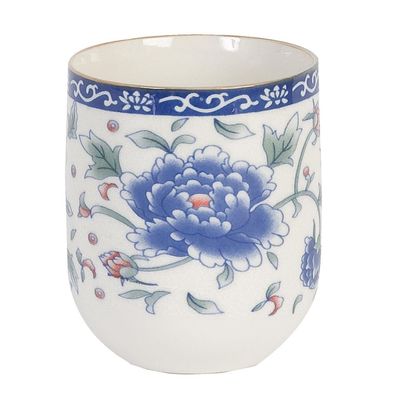 Clayre & Eef Tasse 100 ml Blau Porzellan Rund Blumen (Gr. Ø 6x8 cm / 100 ml)