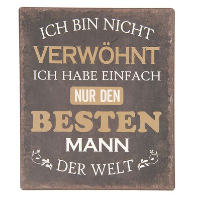 Clayre & Eef Textschild 13x15 cm Schwarz Braun Eisen (Gr. 13x1x15 cm)