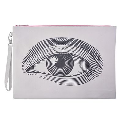 Melady Damenkulturtasche 34x24 cm Weiß Kunststoff Rechteck Auge (Gr. 34x24 cm)