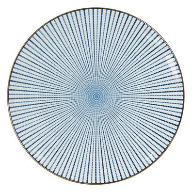 Clayre & Eef Speiseteller Ø 26 cm Blau Keramik Rund (Gr. Ø 26x2 cm)