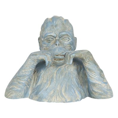 Clayre & Eef Figur Affe 24 cm Blau Beige Polyresin (Gr. 24x13x18 cm)