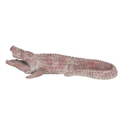 Clayre & Eef Figur Krokodil 46x21x12 cm Rot Polyresin Krokodil (Gr. 46x21x12 cm)