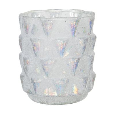 Clayre & Eef Teelichthalter Ø 9x10 cm Weiß Glas Rund (Gr. Ø 9x10 cm)