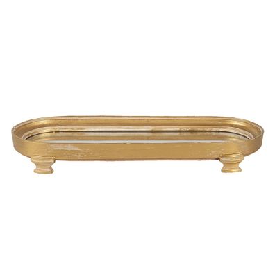 Clayre & Eef Dekoration Schale 36x13x4 cm Goldfarbig Kunststoff Oval (Gr. 36x13x4 cm)