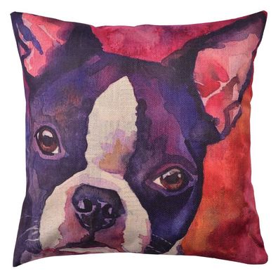 Clayre & Eef Kissenbezug 43x43 cm Rot Violett Polyester Quadrat Hund (Gr. 43x43 cm)