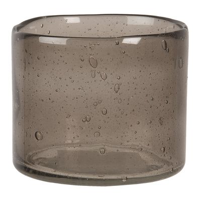 Clayre & Eef Teelichthalter Ø 10x8 cm Grau Glas Rund (Gr. Ø 10x8 cm)