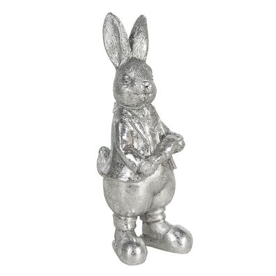 Clayre & Eef Figur Kaninchen 13 cm Silberfarbig Polyresin (Gr. 6x6x13 cm)