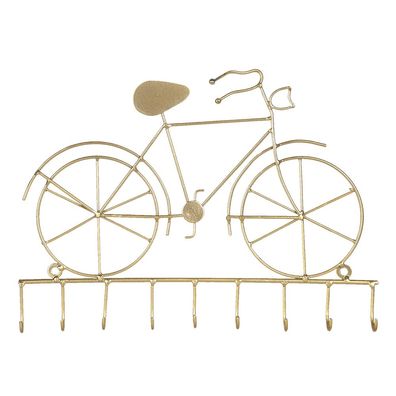 Clayre & Eef Schlüsselbrett Fahrrad 32x23 cm Goldfarbig Eisen (Gr. 32x4x23 cm)