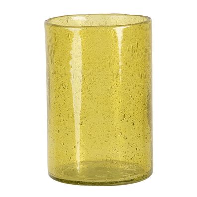 Clayre & Eef Teelichthalter Ø 10x15 cm Gelb Glas Rund (Gr. Ø 10x15 cm)
