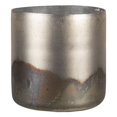 Clayre & Eef Teelichthalter Ø 10x11 cm Goldfarbig Grau Glas Rund (Gr. Ø 10x11 cm)