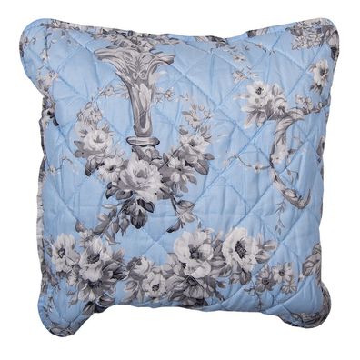 Clayre & Eef Kissenbezug 40x40 cm Blau Polyester Quadrat Blumen (Gr. 40x40 cm)