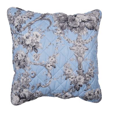 Clayre & Eef Kissenbezug 50x50 cm Blau Polyester Quadrat Blumen (Gr. 50x50 cm)