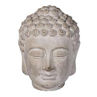 Clayre & Eef Figur Buddha 13x14x17 cm Grau Stein (Gr. 13x14x17 cm)