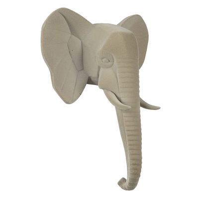 Clayre & Eef Wanddekoration Elefant 17x8x21 cm Beige Kunststoff (Gr. 17x8x21 cm)