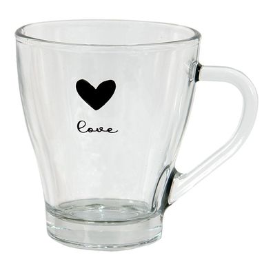 Clayre & Eef Teeglas 200 ml Glas Herz Love (Gr. 11x8x10 cm / 200 ml)
