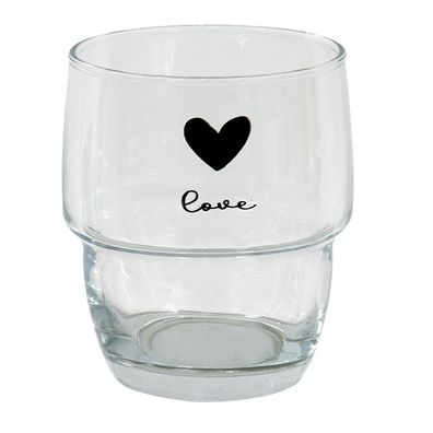 Clayre & Eef Wasserglas 100 ml Glas Herz Love (Gr. Ø 8x9 cm / 200 ml)