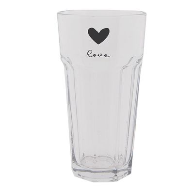 Clayre & Eef Wasserglas 320 ml Glas Herz Love (Gr. Ø 8x15 cm / 320 ml)