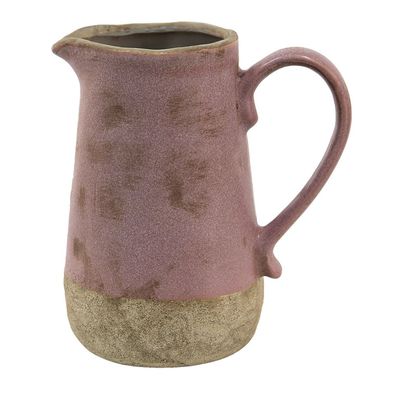 Clayre & Eef Vase 1000 ml Rosa Beige Keramik (Gr. 16x11x18 cm / 1000 ml)