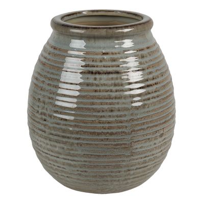 Clayre & Eef Vase Ø 18x20 cm Grau Braun Keramik Rund (Gr. Ø 18x20 cm)