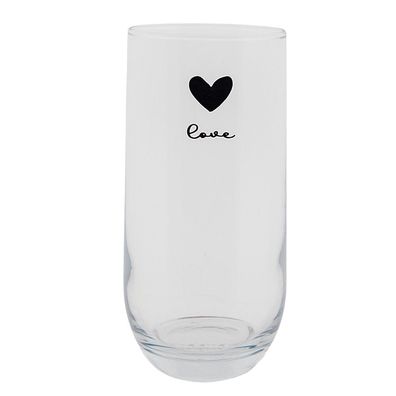 Clayre & Eef Wasserglas 280 ml Glas Herz Love (Gr. Ø 6x14 cm / 280 ml)