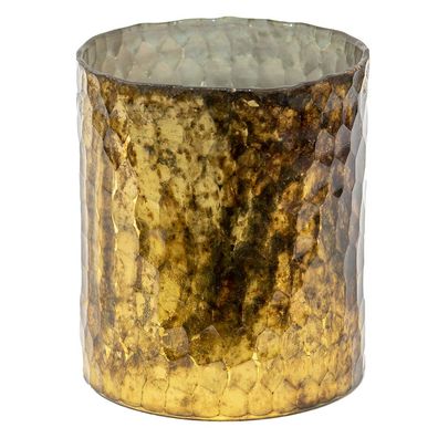 Clayre & Eef Teelichthalter Ø 11x13 cm Goldfarbig Braun Glas Rund (Gr. Ø 11x13 cm)