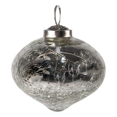 Clayre & Eef Weihnachtskugel Ø 7 cm Silberfarbig Glas
