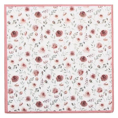 Clayre & Eef Servietten Papier 20er Set 33x33 cm (20) Weiß Rot Papier Quadrat Rosen