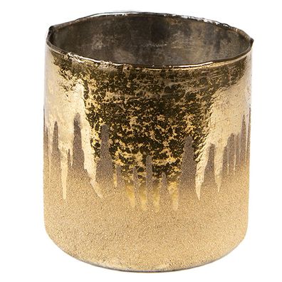 Clayre & Eef Teelichthalter Ø 10x10 cm Goldfarbig Braun Glas (Gr. Ø 10x10 cm)