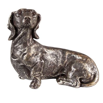 Clayre & Eef Dekorationsfigur Hund Hund 23 cm Silberfarbig Polyresin