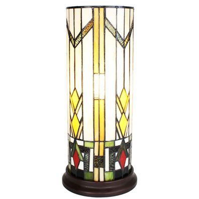 LumiLamp Tiffany Tischlampe Ø 18x40 cm Beige Gelb Glas Rund