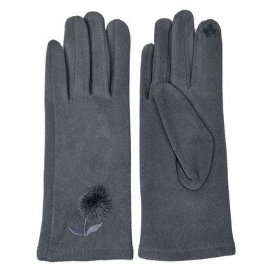 Clayre & Eef Winterhandschuhe 8x24 cm Grau Polyester