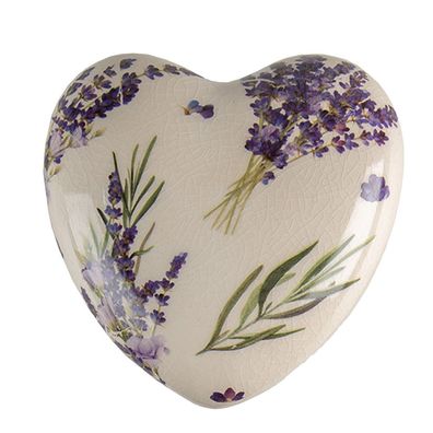 Clayre & Eef Dekoration 11x11x4 cm Violett Grün Keramik Lavendel (Gr. 11x11x4 cm)