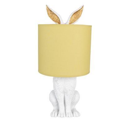 Clayre & Eef Tischlampe Kaninchen Ø 20x43 cm Weiß Gelb Kunststoff
