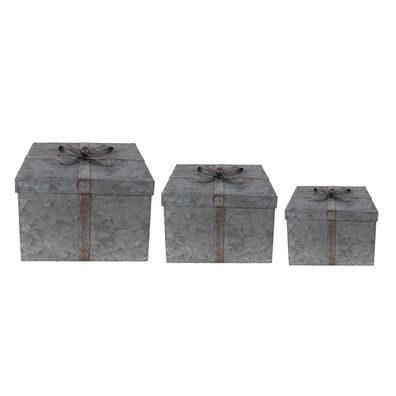 Clayre & Eef Aufbewahrungsbox 24x24x18 cm Grau Metall Quadrat