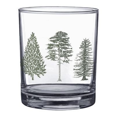 Clayre & Eef Wasserglas 230 ml Glas Tannenbäume (Gr. Ø 7x9 cm / 230 ml)