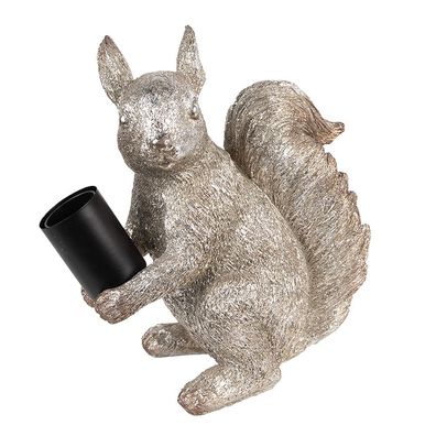 Clayre & Eef Tischlampe Eichhörnchen 24x12x25 cm Silberfarbig Kunststoff