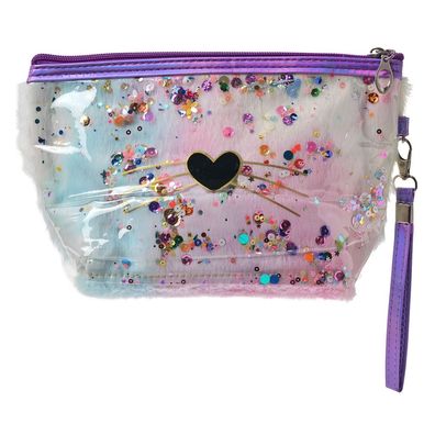 Juleeze Damenkulturtasche Herz 23x13 cm Violett Synthetisch Rechteck (Gr. 23x13 cm)