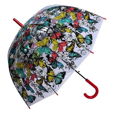Juleeze Erwachsenen-Regenschirm 60 cm Transparant Kunststoff Schmetterlinge