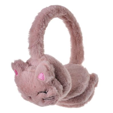 Juleeze Ohrenwärmer für Kinder one size Rosa Plüsch Katze