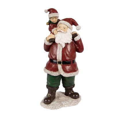 Clayre & Eef Figur Weihnachtsmann 11x8x23 cm Rot Polyresin (Gr. 11x8x23 cm)