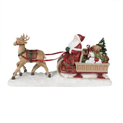 Clayre & Eef Weihnachtsmann Figur Schlitten 41x11x19 cm Rot Polyresin