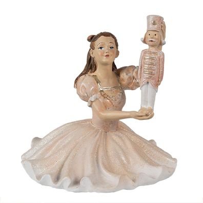 Clayre & Eef Figur Ballerina 13 cm Rosa Polyresin (Gr. 12x12x13 cm)