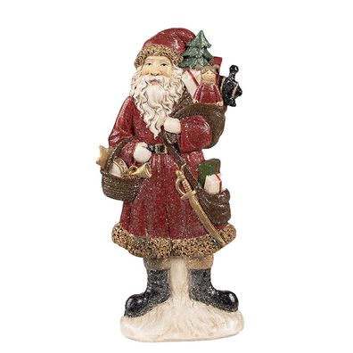 Clayre & Eef Figur Weihnachtsmann 12x4x24 cm Rot Polyresin (Gr. 12x4x24 cm)