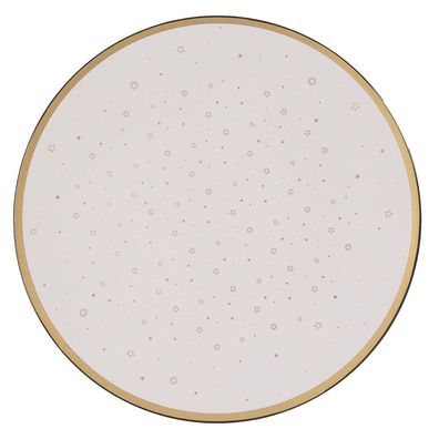 Clayre & Eef Unterteller Ø 33 cm Weiß Goldfarbig Kunststoff Sterne (Gr. Ø 33x1 cm)