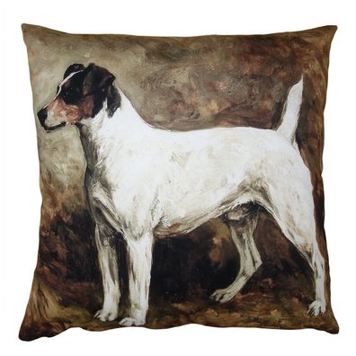 Clayre & Eef Kissenbezug 45x45 cm Braun Weiß Polyester Hund (Gr. 45x45 cm)