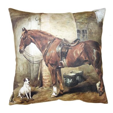 Clayre & Eef Kissenbezug 45x45 cm Braun Polyester Pferd (Gr. 45x45 cm)